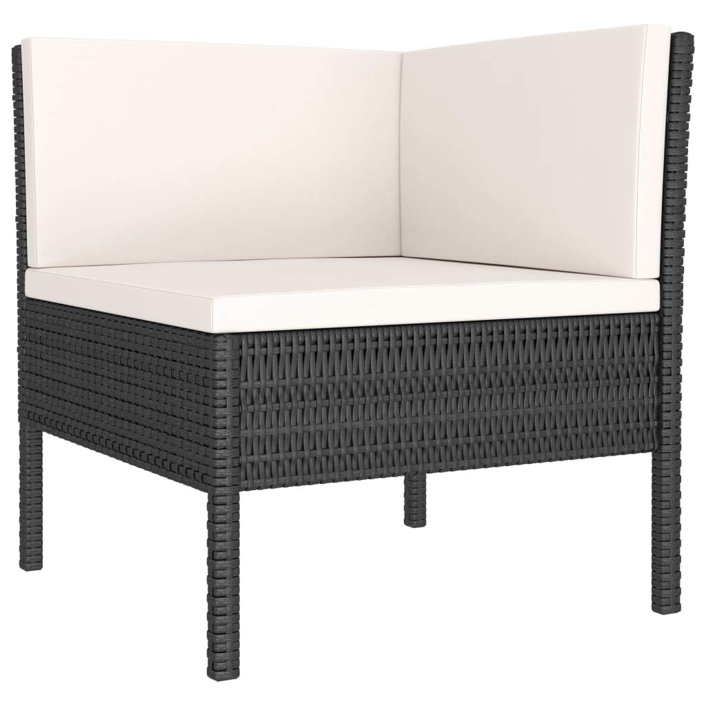 Set sala da giardino con cuscini, in polyrattan nero, set lounge per giardino, terrazza, balcone, numero di articoli 210206