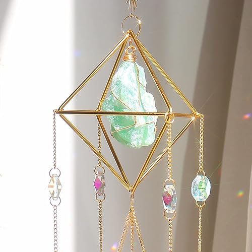 Miniatura 10 de Atrapasoles de cristal de amatista, colgante chapado en oro para ventanas, decoración de cristal de amatista curativa para el hogar, regalo para