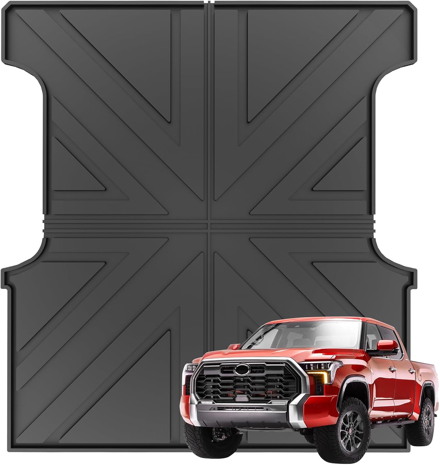 OUSUWO Truck Bed Liner for 2022-2023 Toyota Tundra, 5.5ft Bed Mat TPE Trunk Mat Anti-Slip Truck Liner for Tundra 5.5ft Bed Black