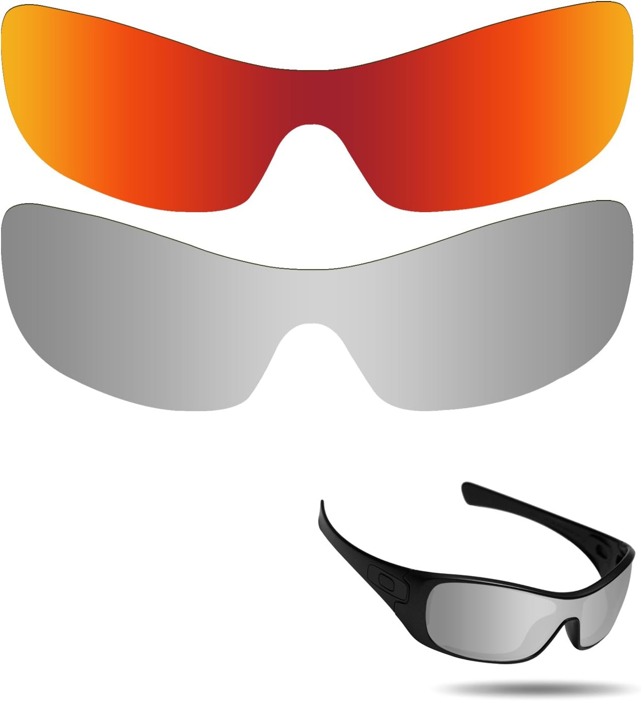 Fiskr Polarized Lenses Replacement for Oakley Antix(OO9077) Sunglasses with Anti-Scratch&Anti-Saltwater&Anti-dust Coating(Fire Red & Metallic Silver)