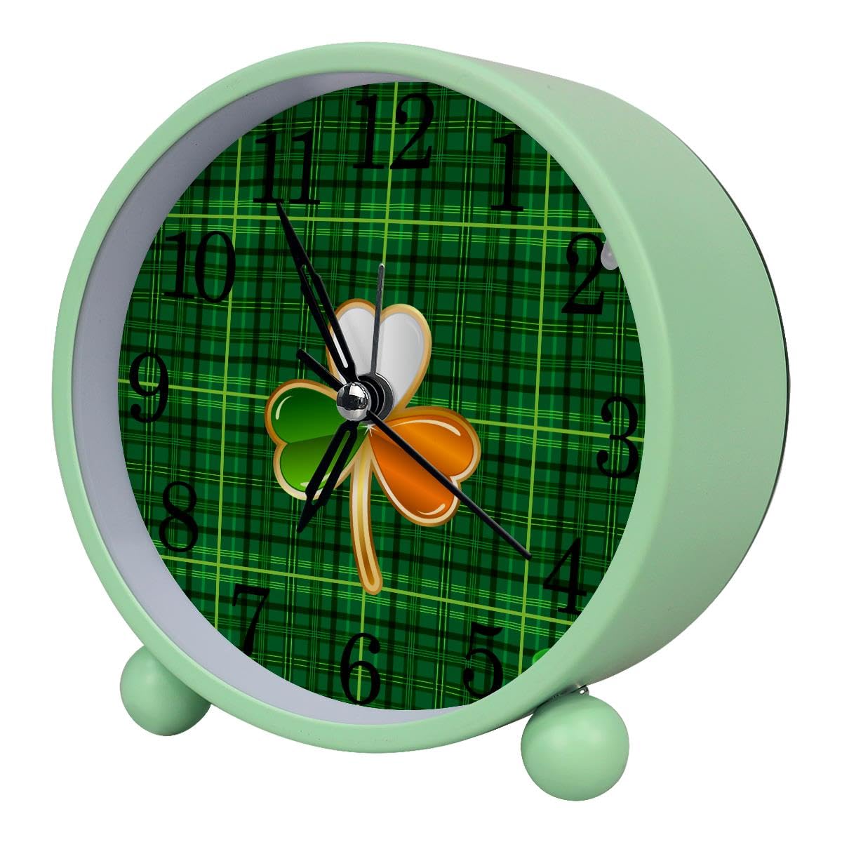Luoweisi Alarm Clock Shamrock Clover, Silent Non-Ticking with Night Light