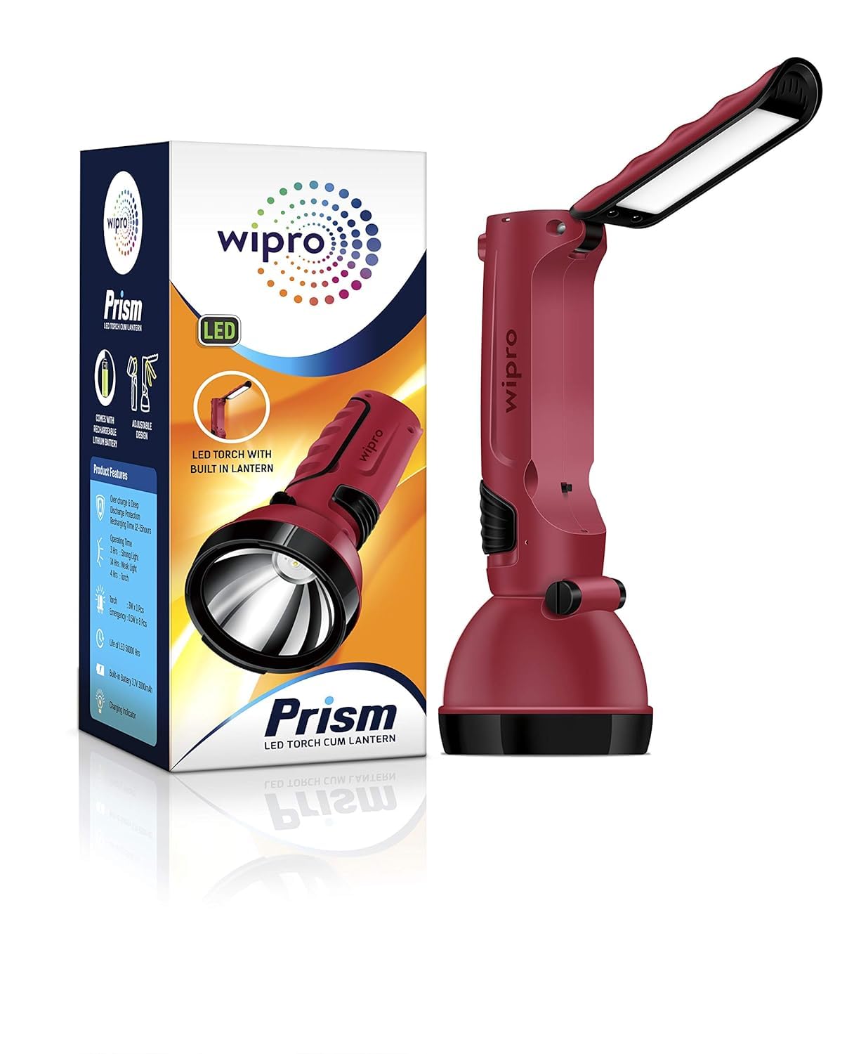 wipro Prism LED Torch Cum Lantern | Pack of 2