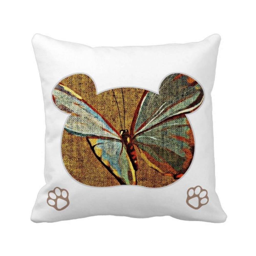 Housse de coussin en lin motif papillon brodé pour déco de salon cocooning