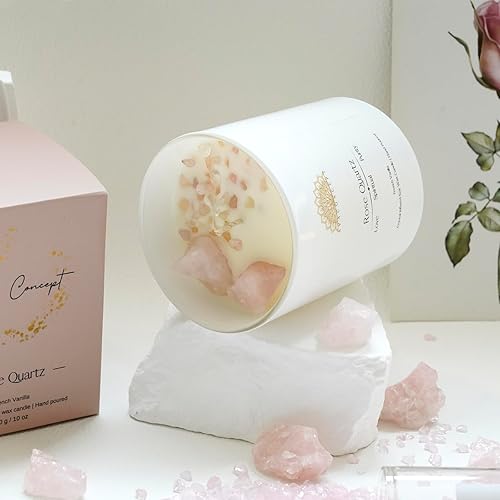 Miniatura 7 de ava concept - Vela de cristal rosa  aroma de cuarzo y vainilla francesa, velas de soja, decoración del hogar, aromaterapia, tarro de cristal, juego