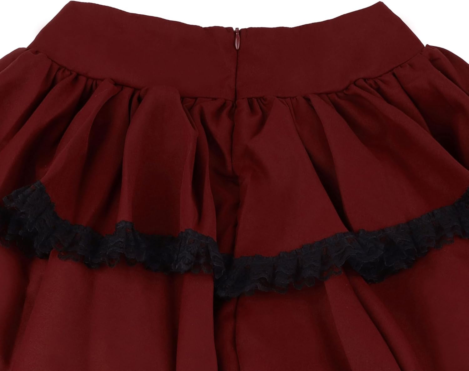 Womens High Waist Goth Punk Skirts with Chain Harajuku Lace Up Fluffy Double Layered Mini Y2k Skirts Red XL - Image 5