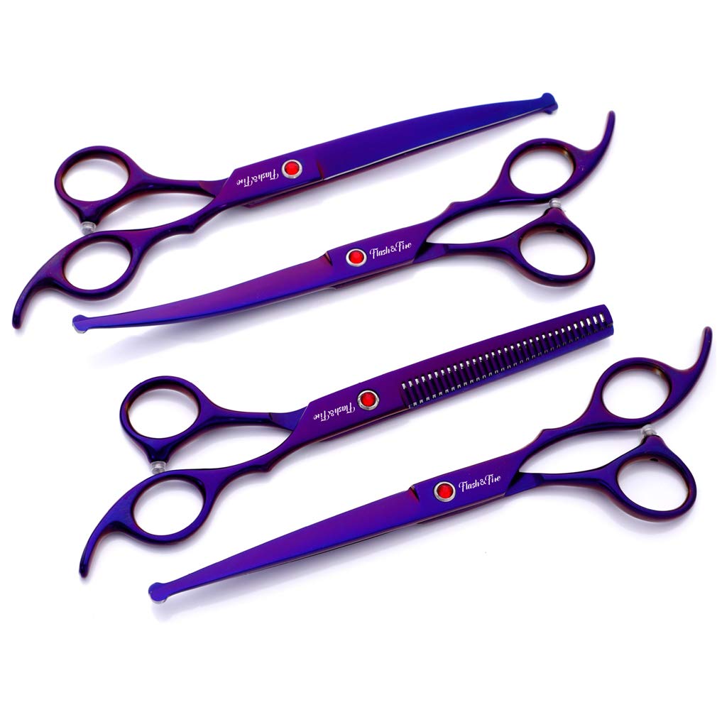 Fellschere für Haustiere, Scheren-Set für Haustiere, Klinge aus rostfreiem Stahl, Fellschere für Hunde, gerade Schere, Effilierschere, Gebogene Schere für Katzen, Hunde und mehr Haustiere