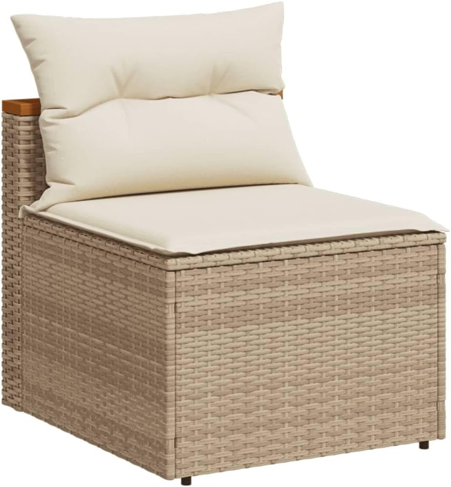 Beige PE Rattan Medium Modular Garden Sofa Square, Outdoor Lounge Set, Patio Furniture, Durable All-Weather Seating for Balcony & Terrace Patio Chair