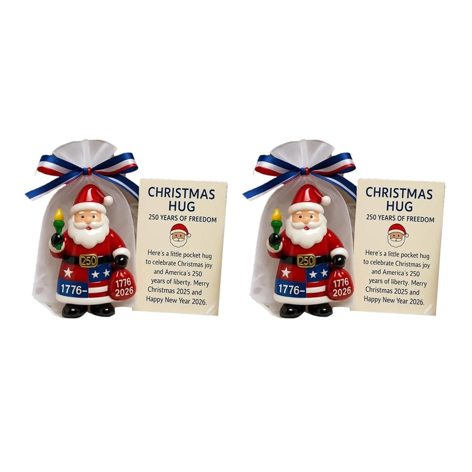 KAQNTUD Shatterproof Santa Hug Ornament Acrylic Christmas Tree Decoration For 250th Anniversary Celebration Portable Santa Pendant