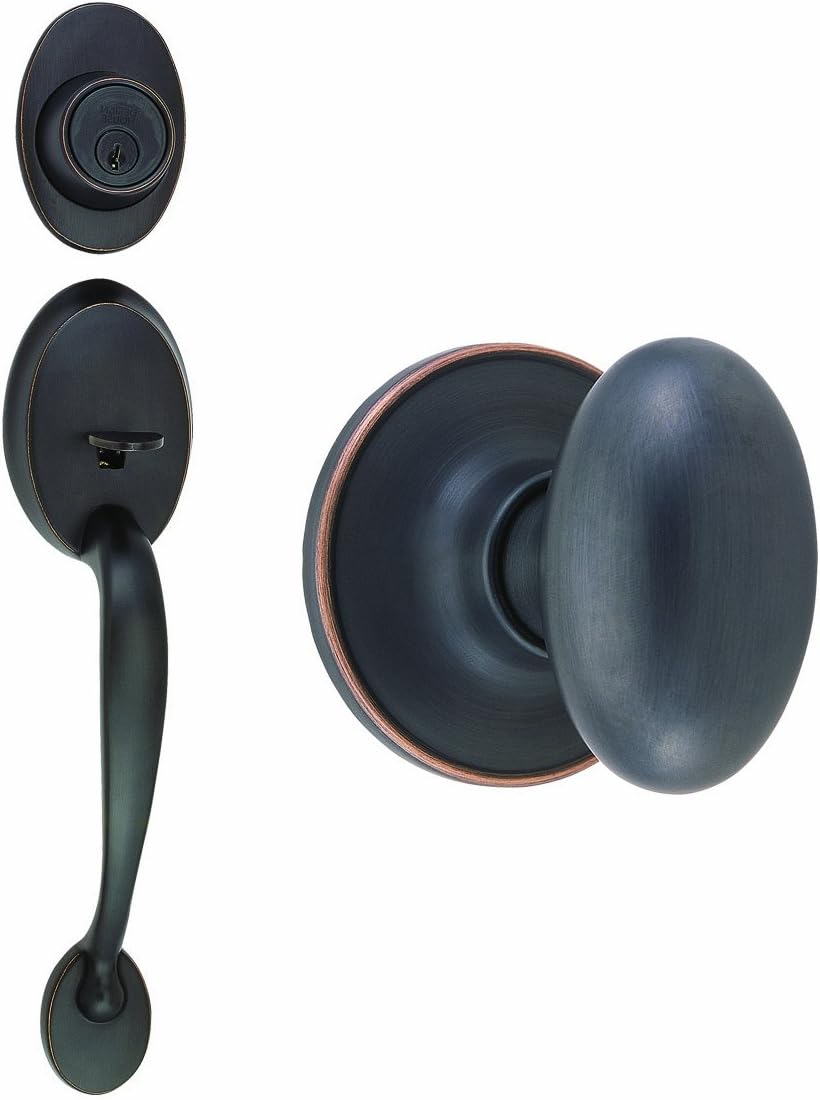 Design House 750232 Coventry Oil-Rubbed Bronze Door Handleset with Egg Knob Interior and Single Cylinder Deadbolt
