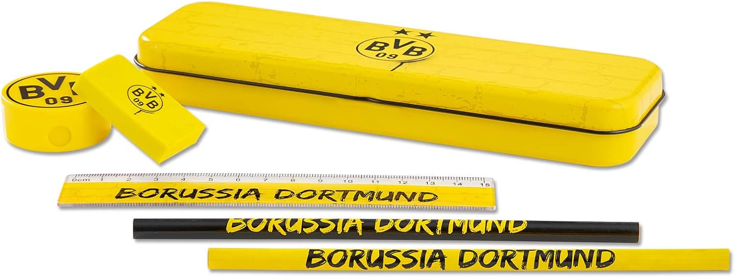 Borussia Dortmund BVB-Schreibset mit Metallbox : Amazon.de: Bürobedarf ...