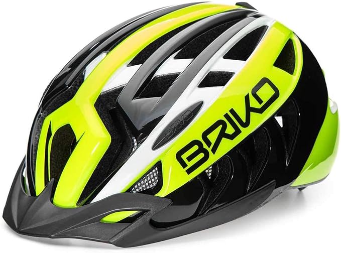 Briko Aries Corsa, Casco Uomo, 998 Sh Black Yellow Fluo, M : Sport e tempo  libero