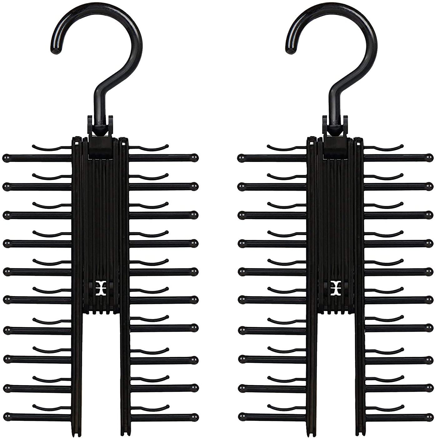 MintaMinta 2 Pack Tie Hanger Hanger, Black Tie Rack Organizer, Scarf Hanger, Premium Tie and Belt Hanger, Non Slip Clip Holder, 360 Degree Rotation, Up to 20 Ties, for Women Men's Wardrobes