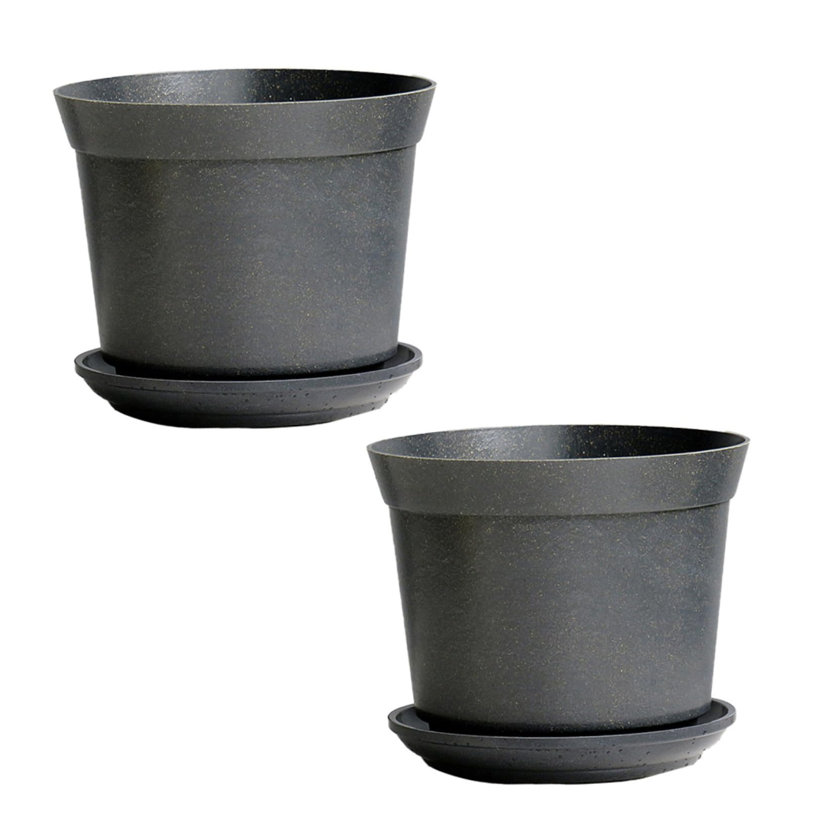 Jardinière pour plantes à fleurs avec soucoupe en lot de 2 pots pour balcon et jardin