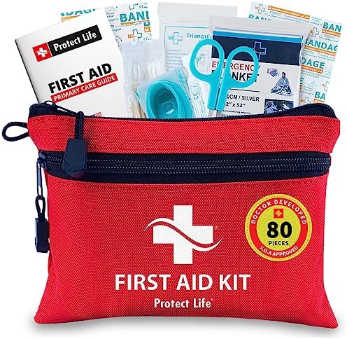 Protect Life First Aid Kit for Home/Businesses – Emergency Kit/Travel First Aid Kit for Car. Small, Mini First Aid Kit Bag Survival/Medical kit. Hiking First aid kit Camping/Backpacking med kit