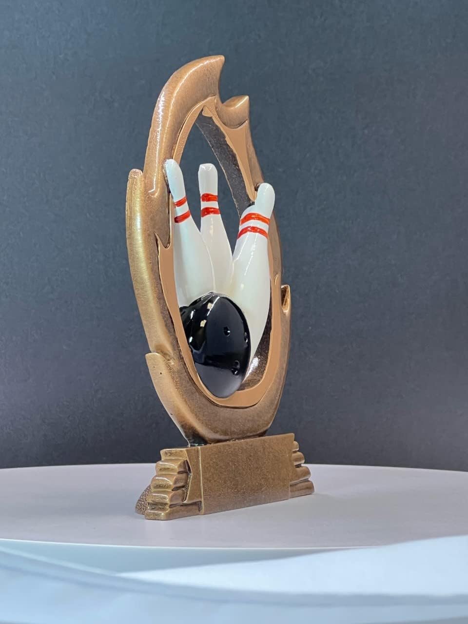 K2AWARDS Flame Bowling Trophy - 7 Inch Custom Trophy with Custom Plate