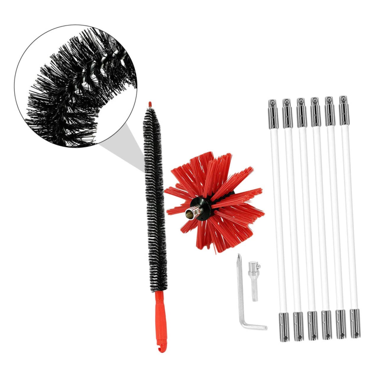 1 Set Spazzole per Pulizia Flessibile con Kit Rimozione Lanugine per Tubi e Canna Fumaria Compatibile con Trapano Elettrico Facile da Montare e Smontare