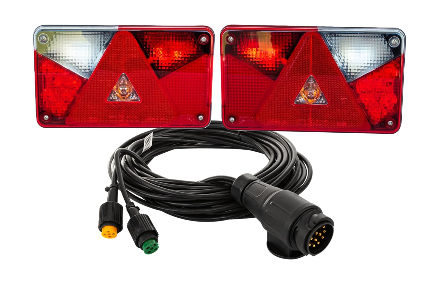 ASPÖCK Anhänger Beleuchtungsset MULTIPOINT V Rückleuchten Links rechts 12 V LED und Glühbirne ADR Zone 2 IP54 mit MANTES Kabelbaum 7 m 13 polig Bajonett 5 Pin für PKW Anhänger