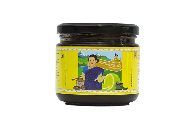 Meetha Nimboo Achaar 100% Homemade No Preservatives No Color Added | Kagzi Lemons, Roasted Cumin, Mixed Achar - Foothills of Himalayas (Glass Jar 250gm) (250gm)