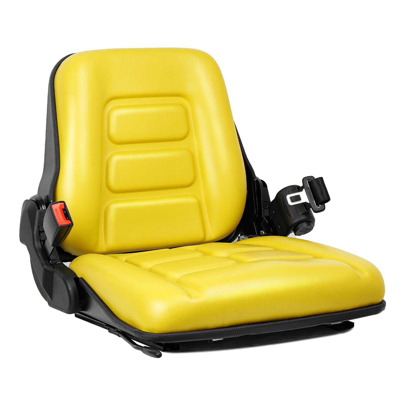 TICSEA Universal Tractor Seat with Retractable Seatbelt, Adjustable Angle Back, and Micro Switch and Slide for Lawnmower, Boats, Forklifts, Excavator Skid Loader Backhoe Dozer Telehandler