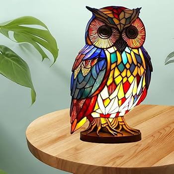 Amazon.co.jp : ステンドグラス 動物 夜の光、 アニマルテーブルランプ