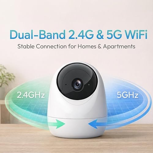 Miniatura 10 de Rraycom Paquete de 2 cámaras de seguridad 2K para interiores 5G/2.4 GHz Wi-Fi, monitor de bebé, cámara para mascotas/perros de 360 grados para