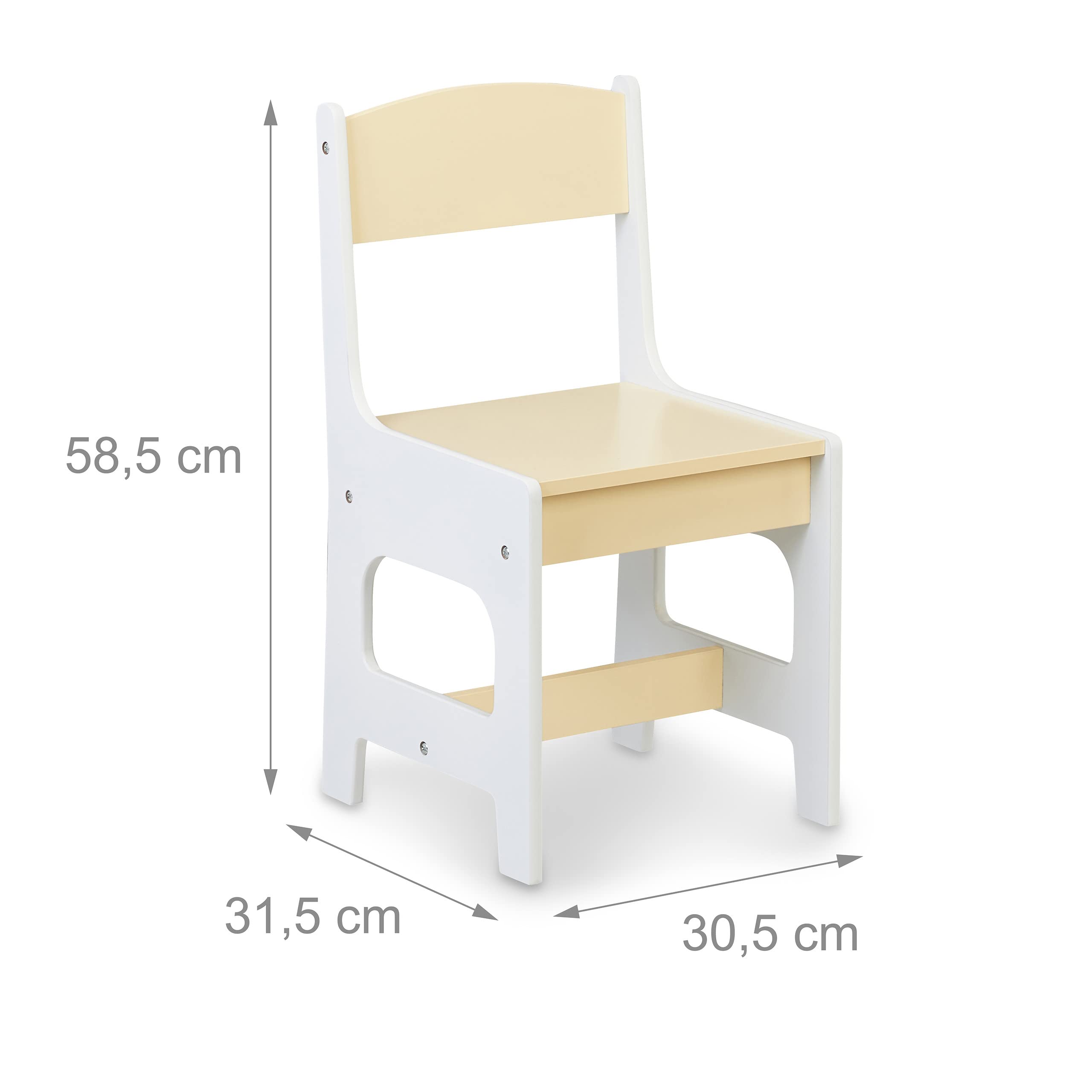 Relaxdays mobilier Enfants Bureau & Chaise, Table avec Tableau, pour Peindre et bricoler, lot pour Petits, Blanc - Beige