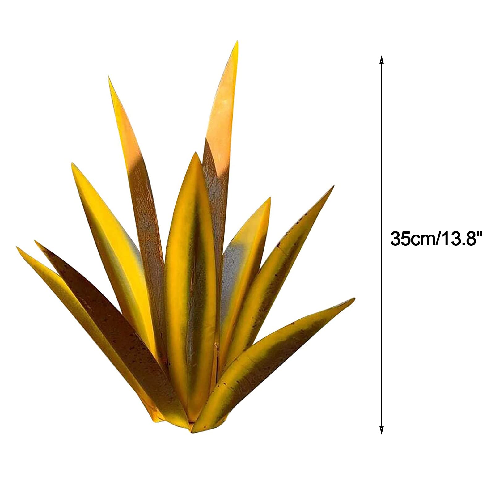 Set da 2 Pezzi Statua da Giardino di Agave in Metallo Fatta A Mano 35cm, Arte da Cortile Resistente alla Ruggine per Patio, Veranda, Giardino E Decorazione del Prato Gold,35cm