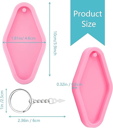 Miniatura 2 de 2 moldes de silicona de diamante para llavero de silicona para hornear, moldes de fondant para llavero, molde de arcilla y 5 llaveros para
