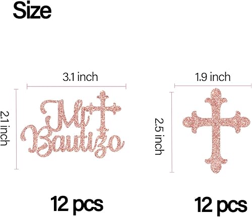 Miniatura 3 de Paquete de 12 adornos para cupcakes Mi Bautizo, decoración de primera comunión para baby shower, decoración de fiesta de baby shower de primera