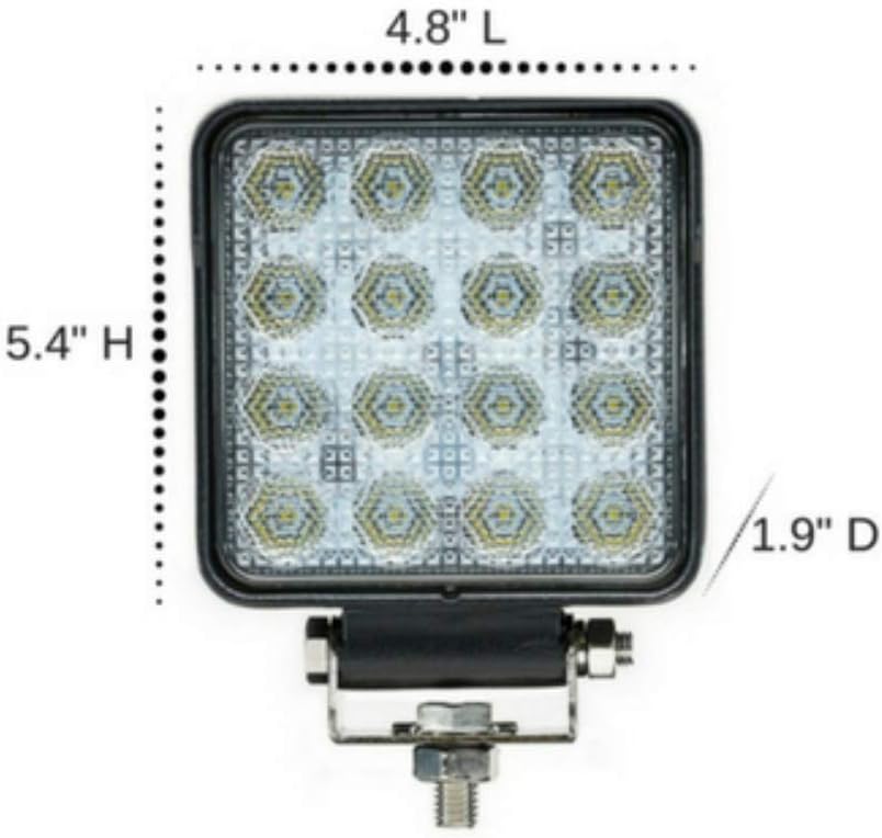Quad Carbine-16 Square LED Work Light – 16 CREE LEDs Off-Road Floodlight for Truck, ATV, UTV, SUV, Motorcycle & Boat, IP68 Waterproof (Floodlight)