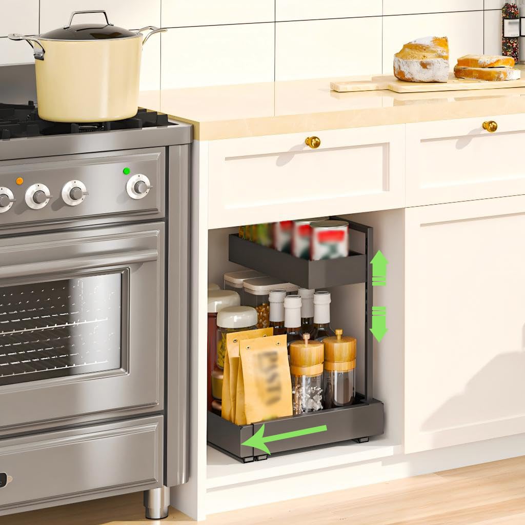 YunNasi Organizer Sottolavello Espandibile a 2 Livelli, Bianco | Cassetti e Cestelli Estraibili, Organizzatore Multiuso per Cucina, Bagno, Armadio, Credenza