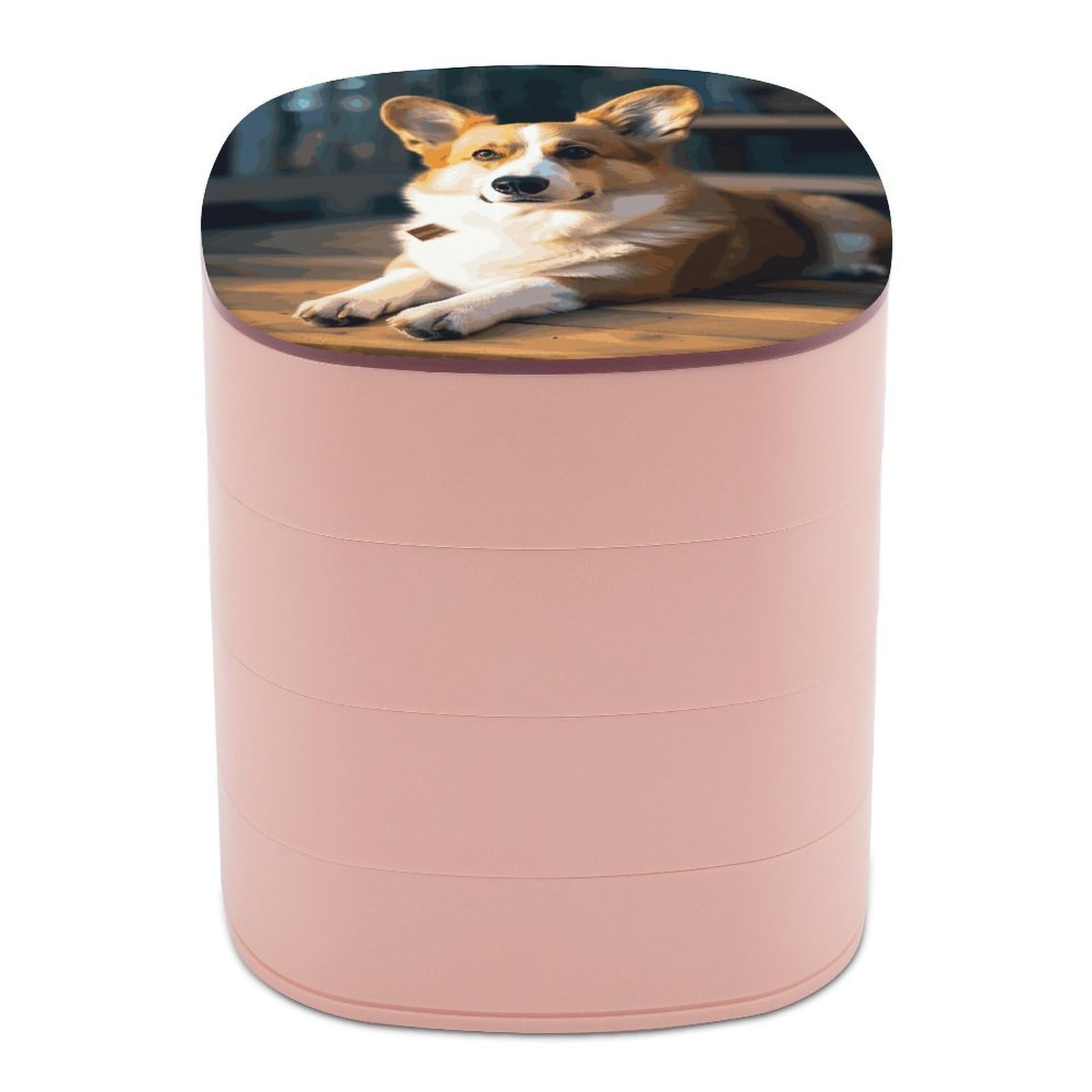 JTREHY Smart Corgi Jewelry Box 4-Layer Covered Rotating Jewelry Storage Box Large Capacity Storage Boxes Portable Jewelry Case for Bracelets Earrings Necklace