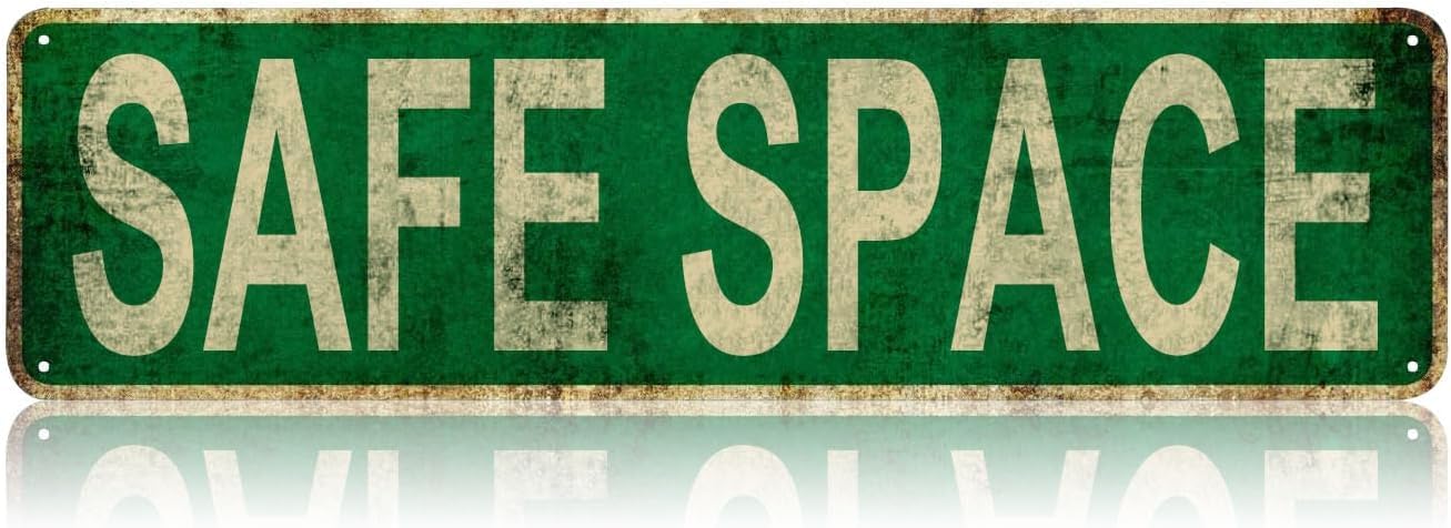 Vintage Signs Safe Space Sign Street Signs Retro Metal Sign for Home Garage Farmhouse Bar Coffee Garden Bathroom Kitchen House Man Cave and Gothic Indoor Ourdoor Decor,Aluminium 4x16 Inch
