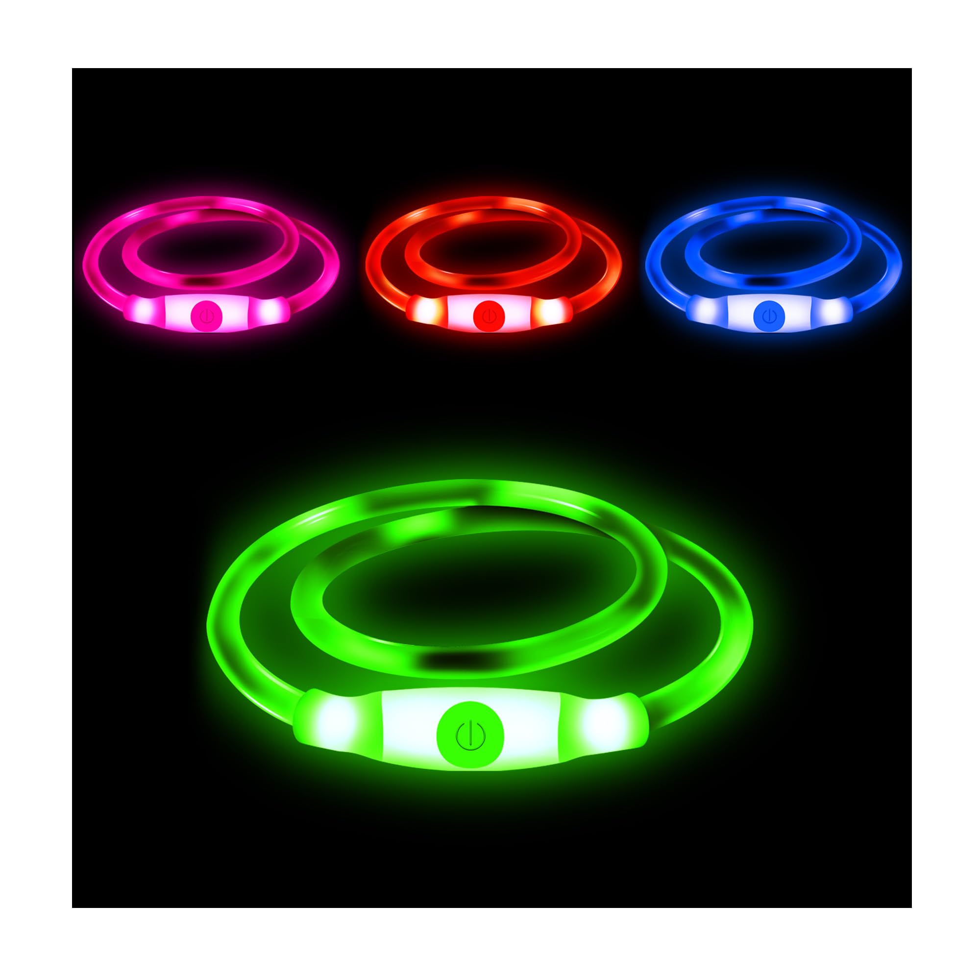 LED Dog Collar,USB Rechargeable Adjustable Cut to Size Ultra Bright Colours Glow Light Collar for Dogs USB Rechargeable Lithium Battery Night Visibility & Safety [Green]