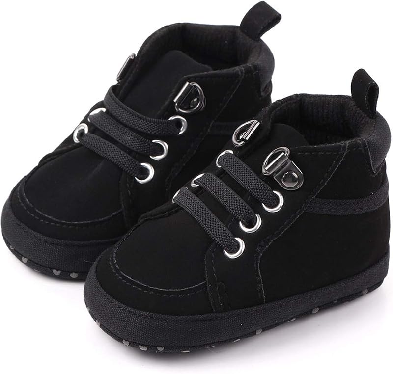 Babelvit Baby Boy Girl Soft Sole Canvas Sneakers Sparkle High Top Lace Up Infant Unisex Ankle Shoes Boots Toddler Newborn Prewalker First Baby Walking Crib Shoes