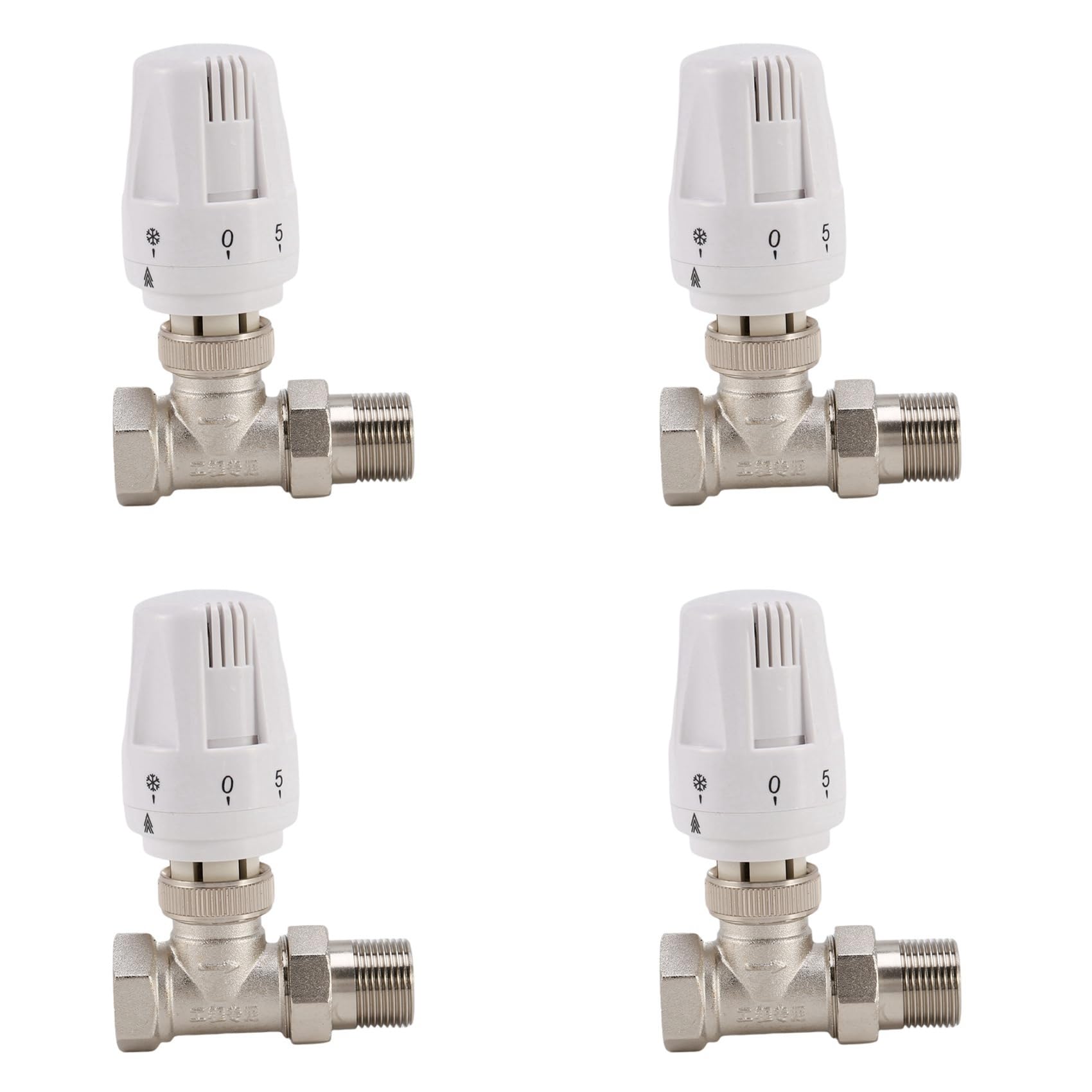 4pcs 3/4Inch Brass Thermostatic Radiator Valve Straight Type DN20 Automatic Temperature Control Valve Floor Heating