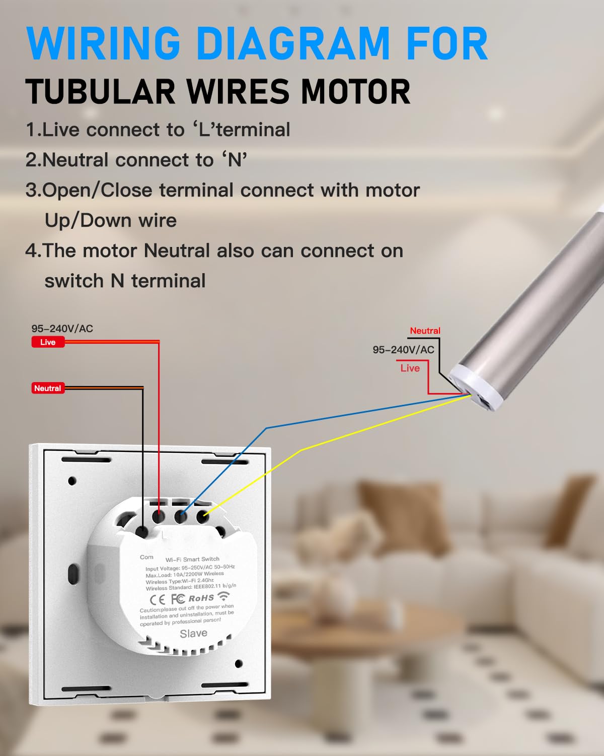 Interruttore WiFi, GreenSun Interruttore Per Tapparelle, Compatibile con Alexa e Google Home, Smart Life/Tuya APP Controllo Remoto, Per Aprire e Chiudere le Tende, 4PCS