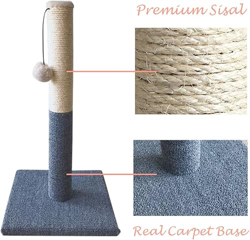 Miniatura 7 de Barelove Torre rascador para gatos, poste rascador alto para gatos, cuerda de sisal natural para gatos de interior, poste rascador de alfombra para