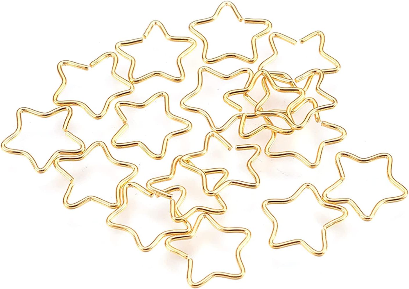 FASHEWELRY 100Pcs Stainless Steel Star Open Jump Rings 24 Gauge Golden Unsoldered Star Jump Ring Connectors Hollow Pressed Flower Frame Charms for Jewelry Making