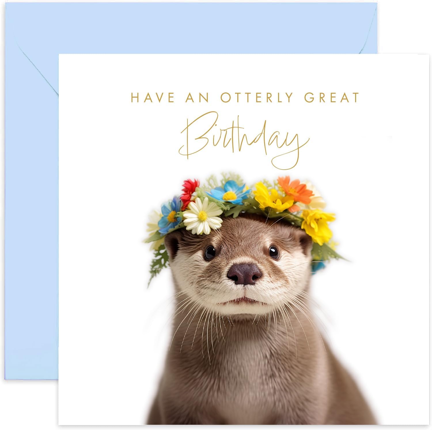 Old English Co. Cute Otter Birthday Card for Her - Fun 'Otterly' Happy Birthday Greeting Card for Women - Cute Animal Birthday Cards for Sister, Mum,