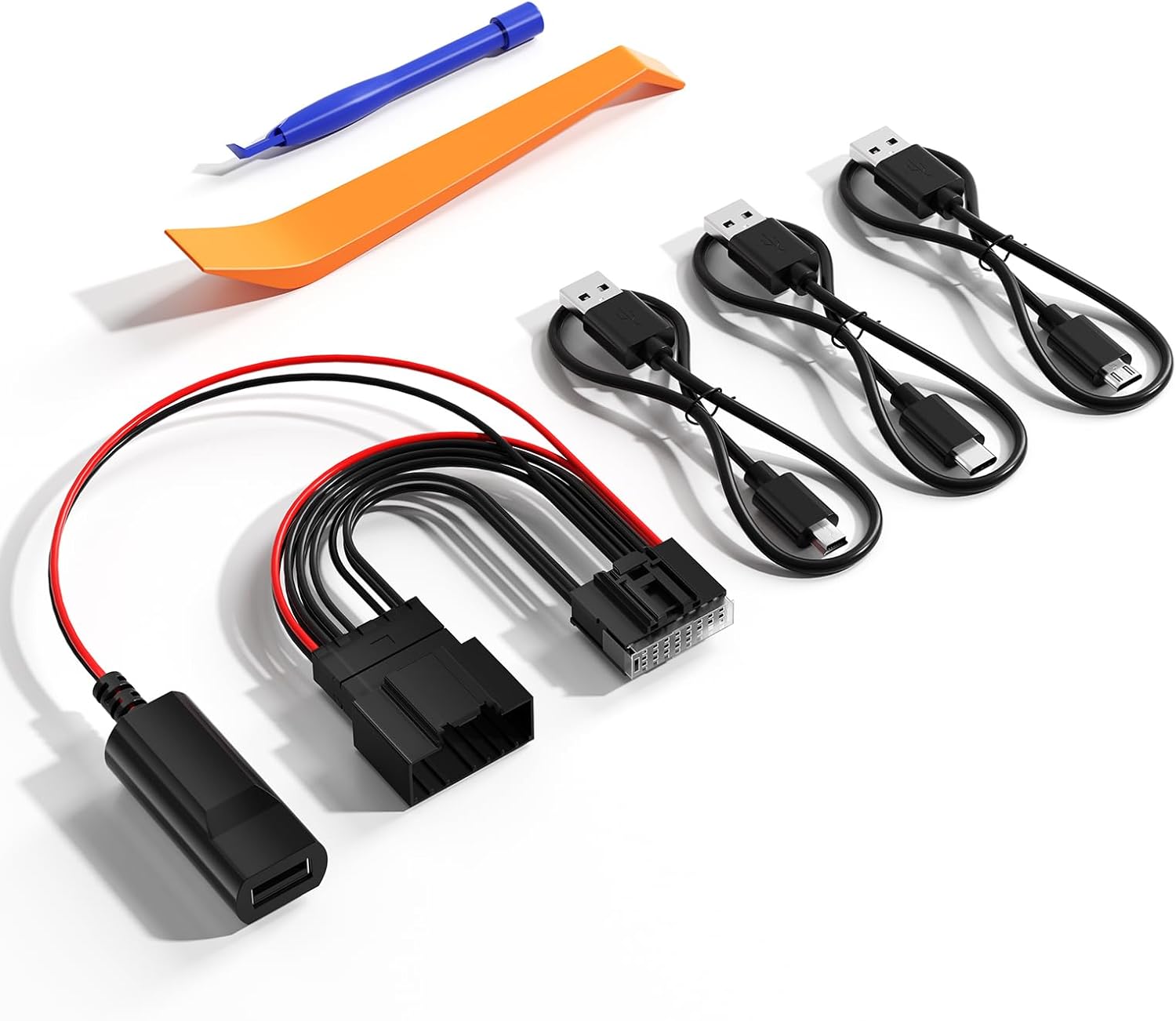 Dashcam Power Adapter 16 pinType A for Ford Vehicles, Dash Cam Adapter for Ford F150/F250/F350 Explorer Bronco, Rearview Mirror Dash Cam Accessories with 3 USB Cable