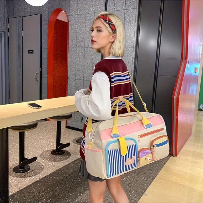 Image of Suicune Lightweight Nylon Duffle Bag Nylon Imported Travel Duffle Bag Multi- Pocket Sports Shoulder Bag for Women