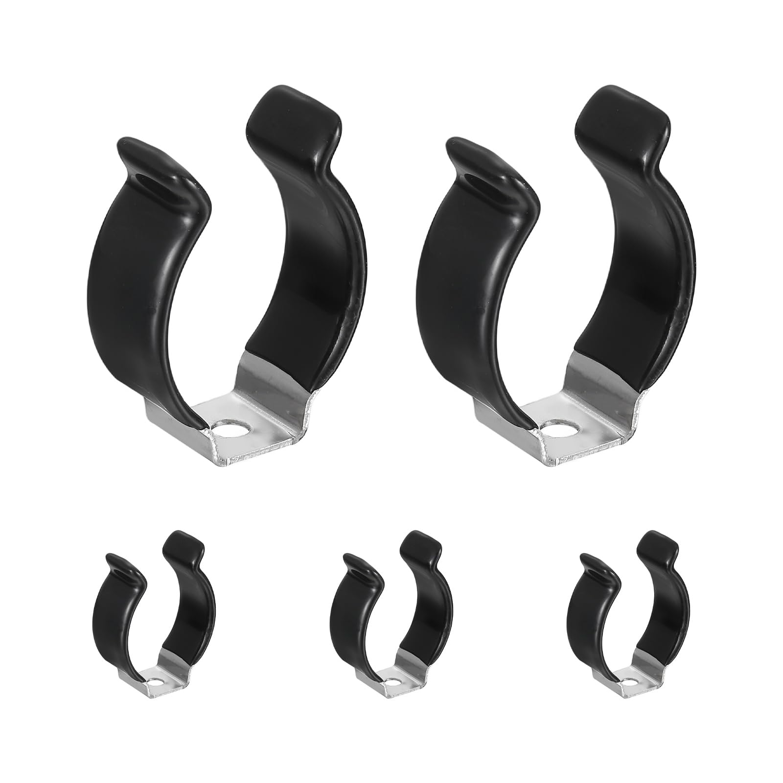 sourcing map 5Pcs T10 U Clips Holder Bracket, Stainless Steel LED Fluorescent Tube Clip, Lamp Support Pipe Clamps for 24mm 15/16" Light Bulb Tube Rod Mounting Accessories, 37mm H, Black — image 1