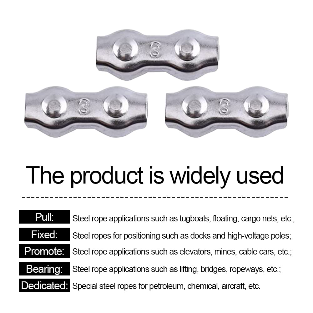 304 Stainless Clamps 24 Pcs M3 Stainless Steel Simplex – Single Bolt Cable Clips For 3mm Rope, Industrial & Marine Use Wire Rope Clamps - View #14