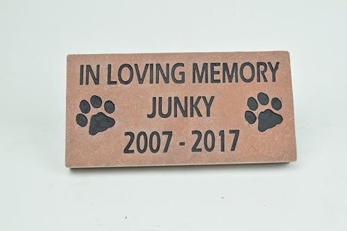 Lápida conmemorativa para mascotas grabada con piedra grabada para perros y gatos, losa roja, 4 x 8 pulgadas