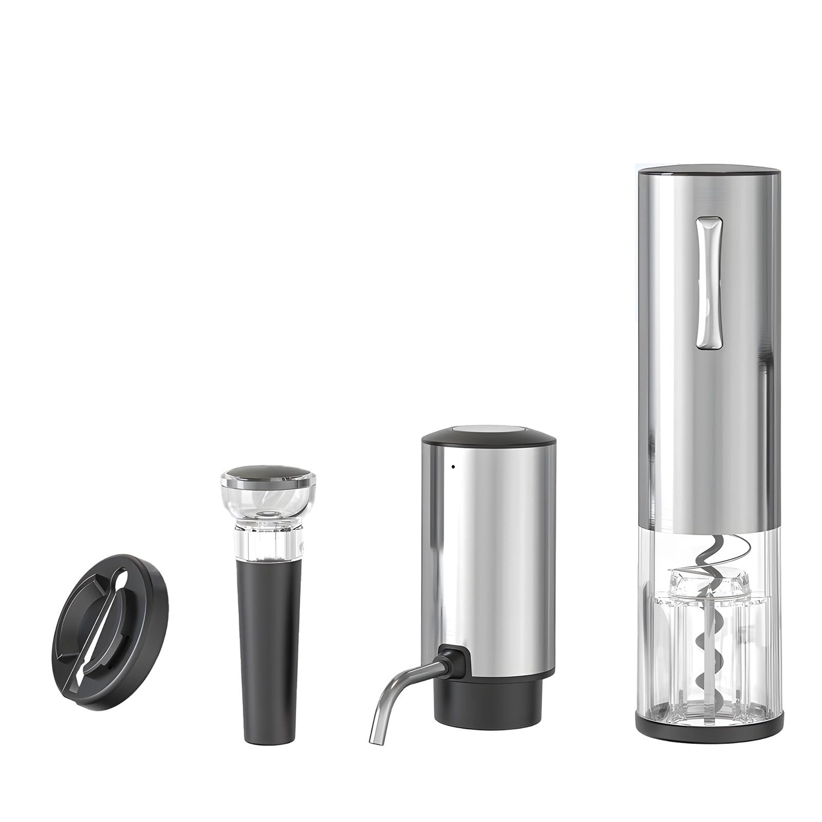 Ensemble tire-bouchon électrique et aérateur de vin en acier inoxydable, extracteur de liège rechargeable de type C, comprend un coupe-capsule et un bouchon sous vide, cadeau