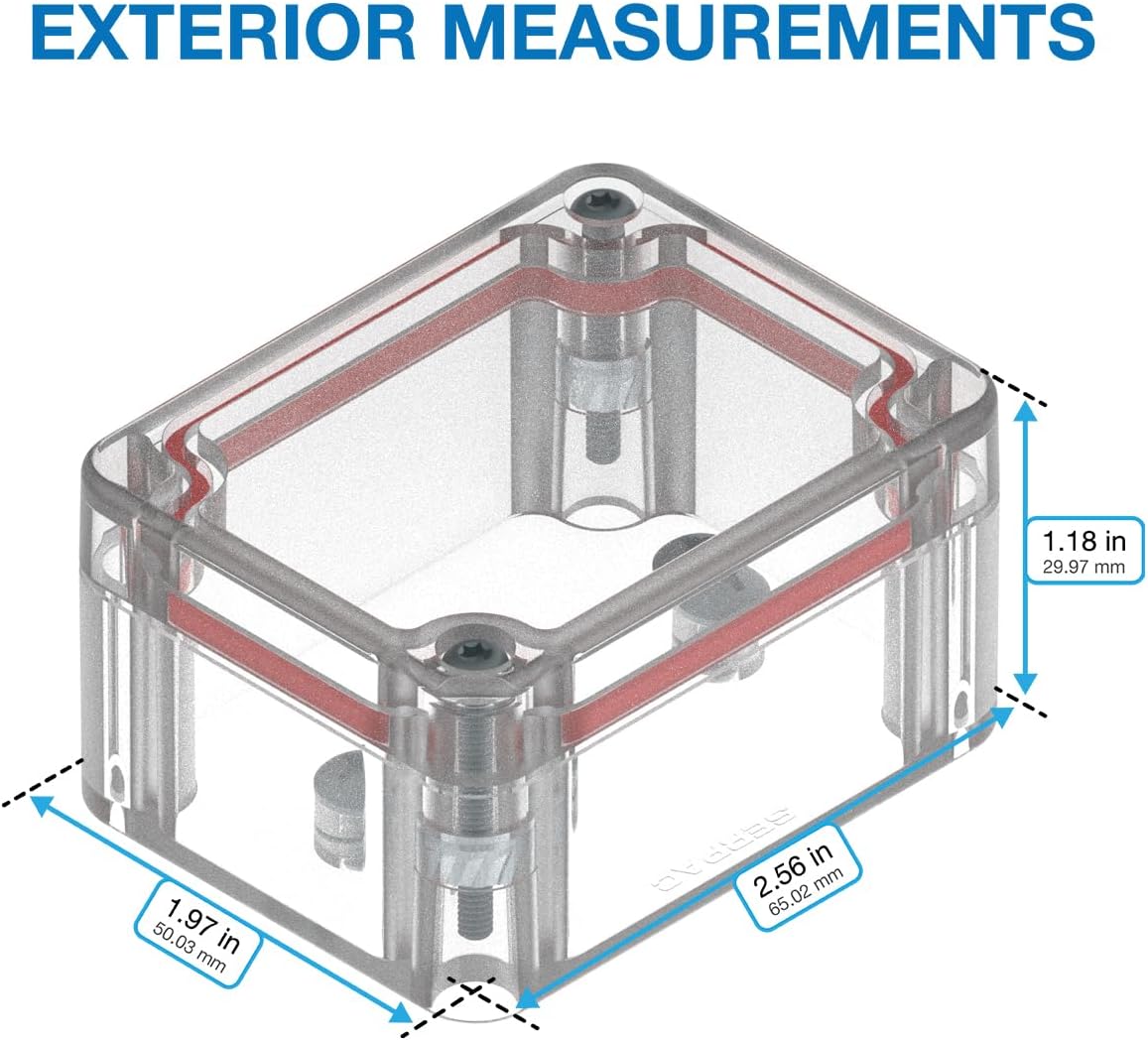 Serpac RB32P04C10C (2.56 x 1.97 x 1.38 in) Polycarbonate Plastic IP67 Waterproof Dustproof Wall Mountable Electrical Junction PCB Project Box Electronic Enclosure Clear Top/Clear Bottom
