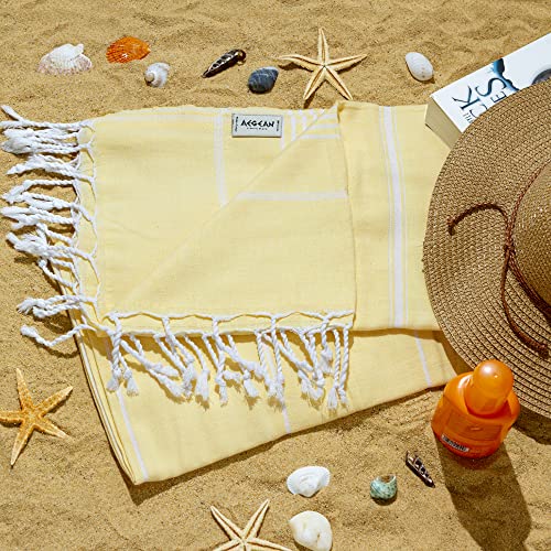 Aegean Concept - Turkish Beach Towel (37 X 77), Sandproof, Prewashed For Soft Feel, 100% Cotton, Quick Dry, Oversized Towels For Travel, Pool, Must Haves With Lively Colors (Apricot) #TOP2
