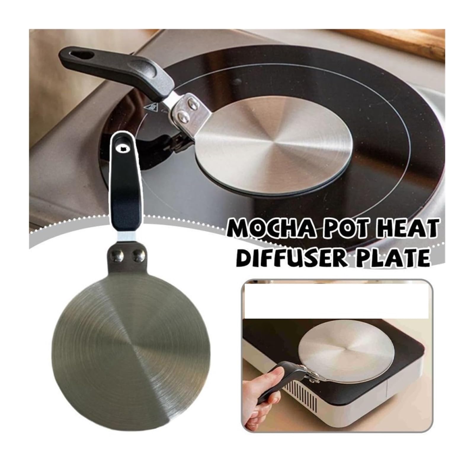Almohadilla Difusora De Calor for Cocina, Placa De Acero Inoxidable Con Mango for Estufa De Gas, Cocina De Inducción, Almohadilla Difusora(2pcs)