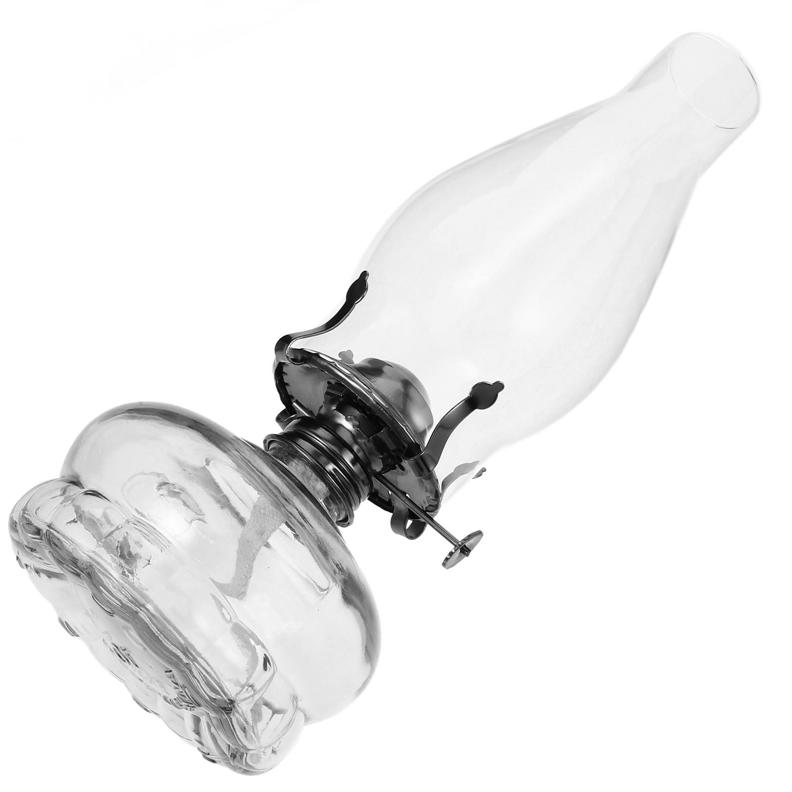 Toyvian Lampe à Pétrole Ancienne en Verre et Métal, Robuste et Sûre, Style Rétro Délicat, comme Lampe à Huile pour Intérieur et Décoration de Mariage